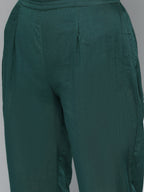 HERE&NOW Women Green & White Ethnic Motifs Embroidered Kurta with Trousers & With Dupatta | Grocsy
