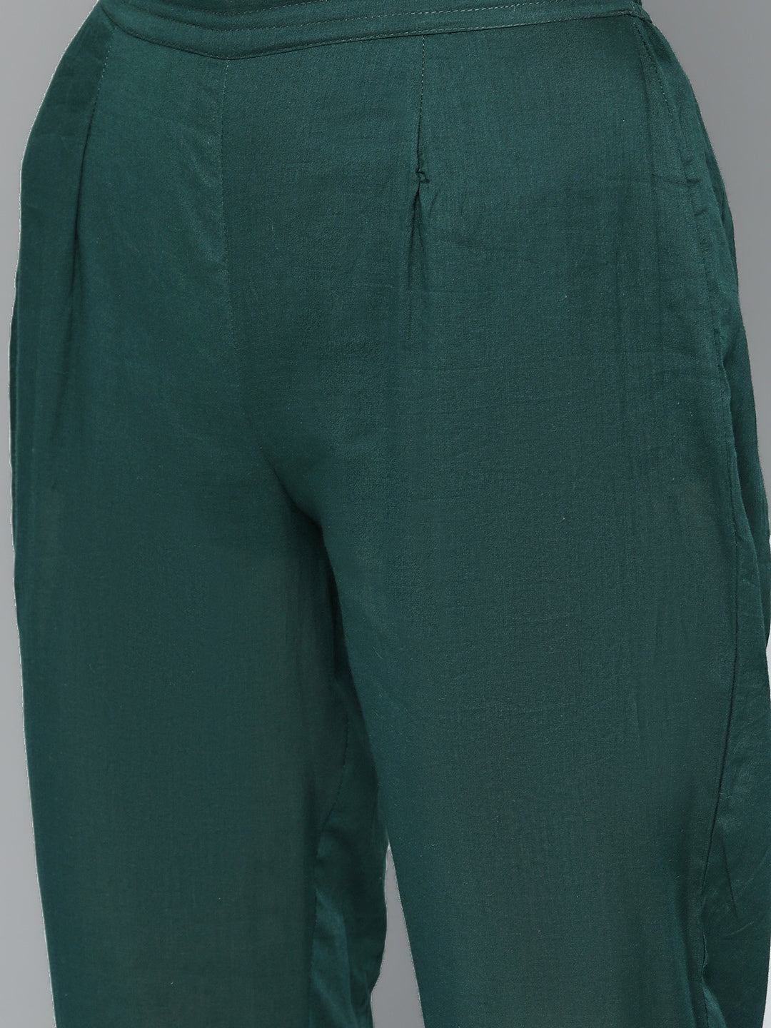 HERE&NOW Women Green & White Ethnic Motifs Embroidered Kurta with Trousers & With Dupatta | Grocsy