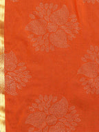Saree Mall Orange & Golden Printed Saree | Grocsy