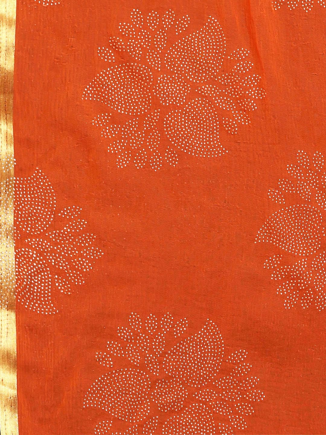 Saree Mall Orange & Golden Printed Saree | Grocsy