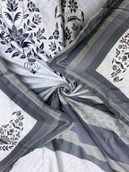 BELLA CASA Off White & Blue Ethnic Motifs 350 TC Cotton King Bedsheet with 2 Pillow Covers | Grocsy
