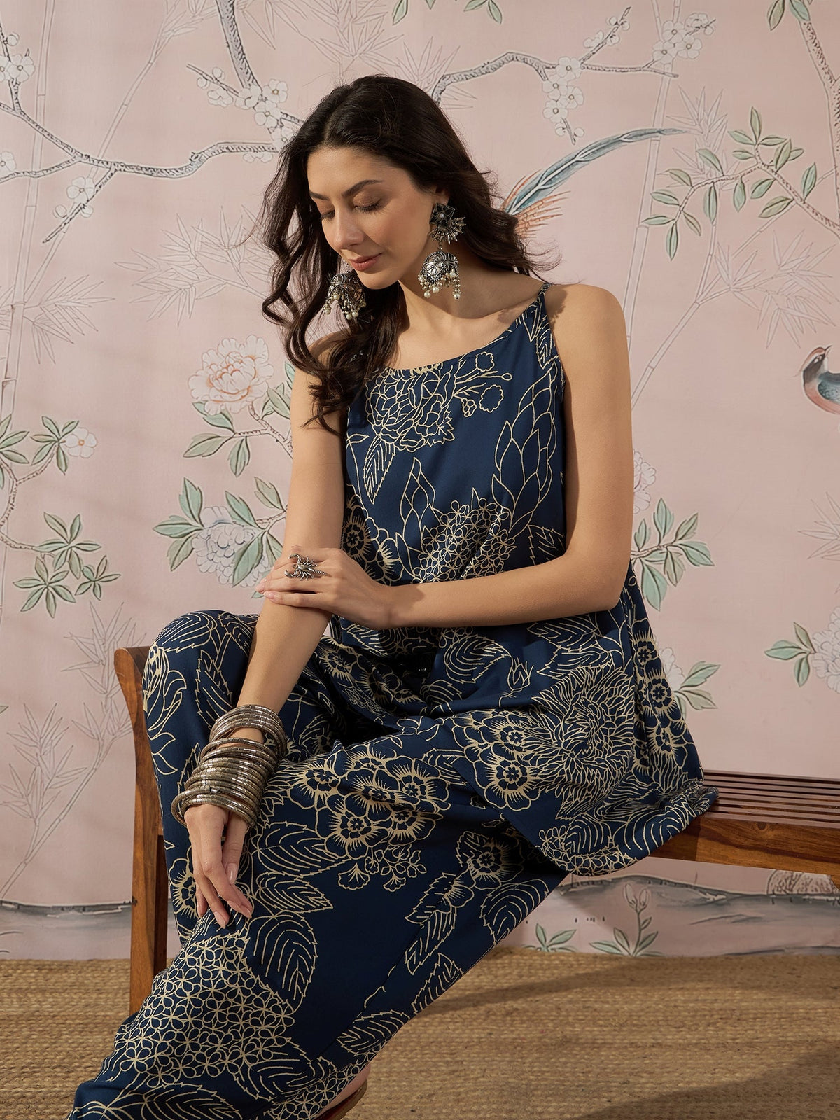 InWeave Peacock Teal Rose Leaf Strappy Set | Grocsy