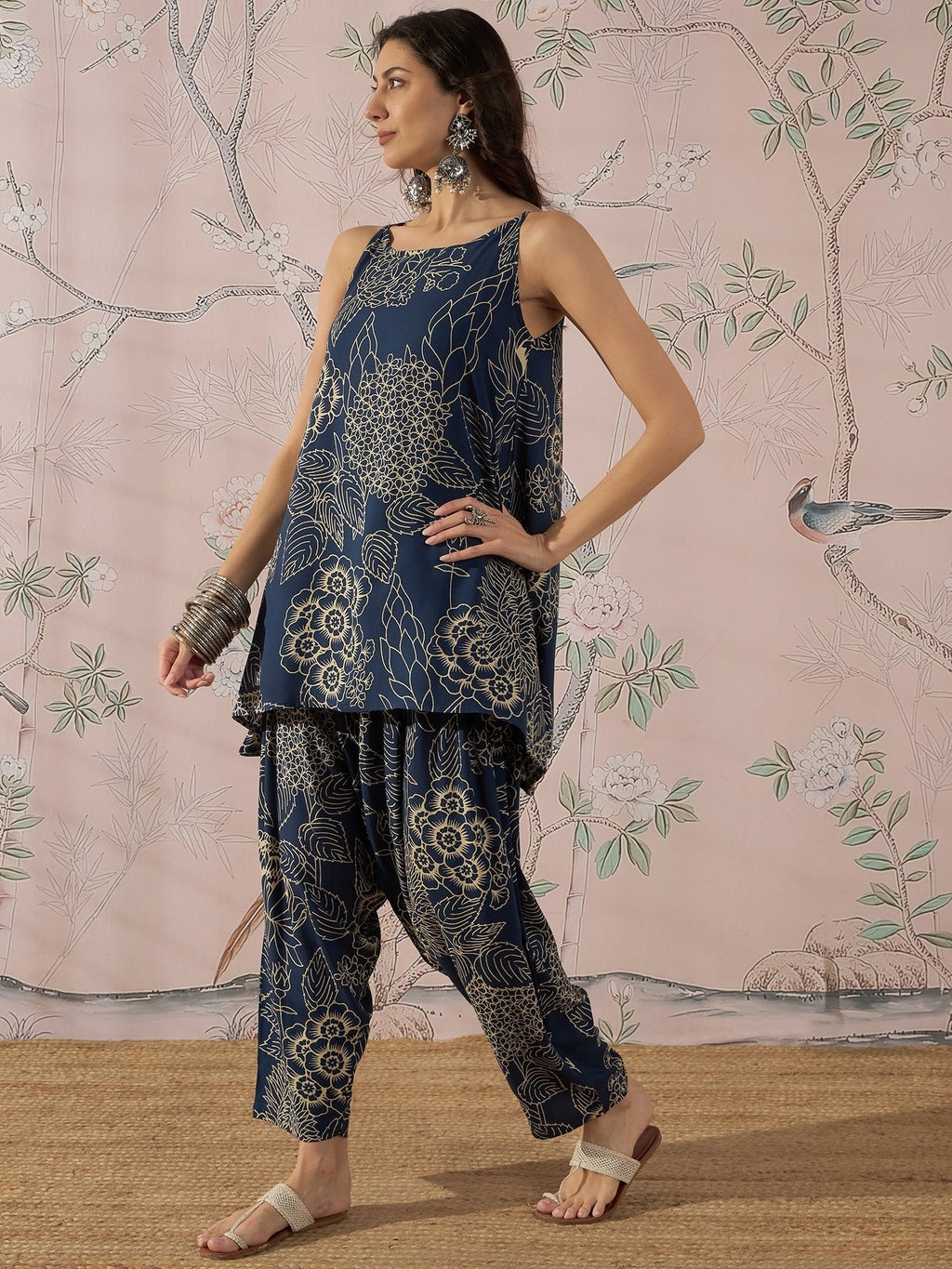InWeave Peacock Teal Rose Leaf Strappy Set | Grocsy