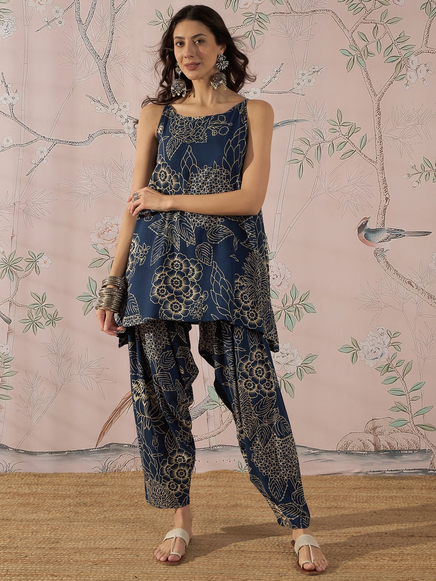 InWeave Peacock Teal Rose Leaf Strappy Set | Grocsy