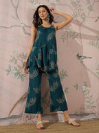 InWeave Dark Teal Leaf Halter Strappy Set | Grocsy