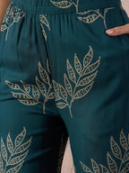 InWeave Dark Teal Leaf Halter Strappy Set | Grocsy