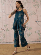 InWeave Dark Teal Leaf Halter Strappy Set | Grocsy