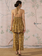 InWeave Dark Yellow Ethnic Halter Strappy Set | Grocsy