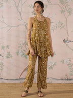 InWeave Dark Yellow Ethnic Halter Strappy Set | Grocsy