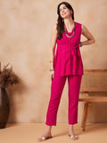 InWeave Rani Pink 3 Piece Co Ord Set With Belt | Grocsy
