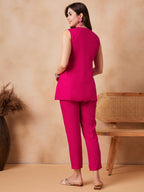 InWeave Rani Pink 3 Piece Co Ord Set With Belt | Grocsy