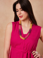 InWeave Rani Pink 3 Piece Co Ord Set With Belt | Grocsy