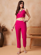 InWeave Rani Pink 3 Piece Co Ord Set With Belt | Grocsy
