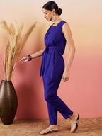 InWeave Blue 3 Piece Co Ord Set With Belt | Grocsy
