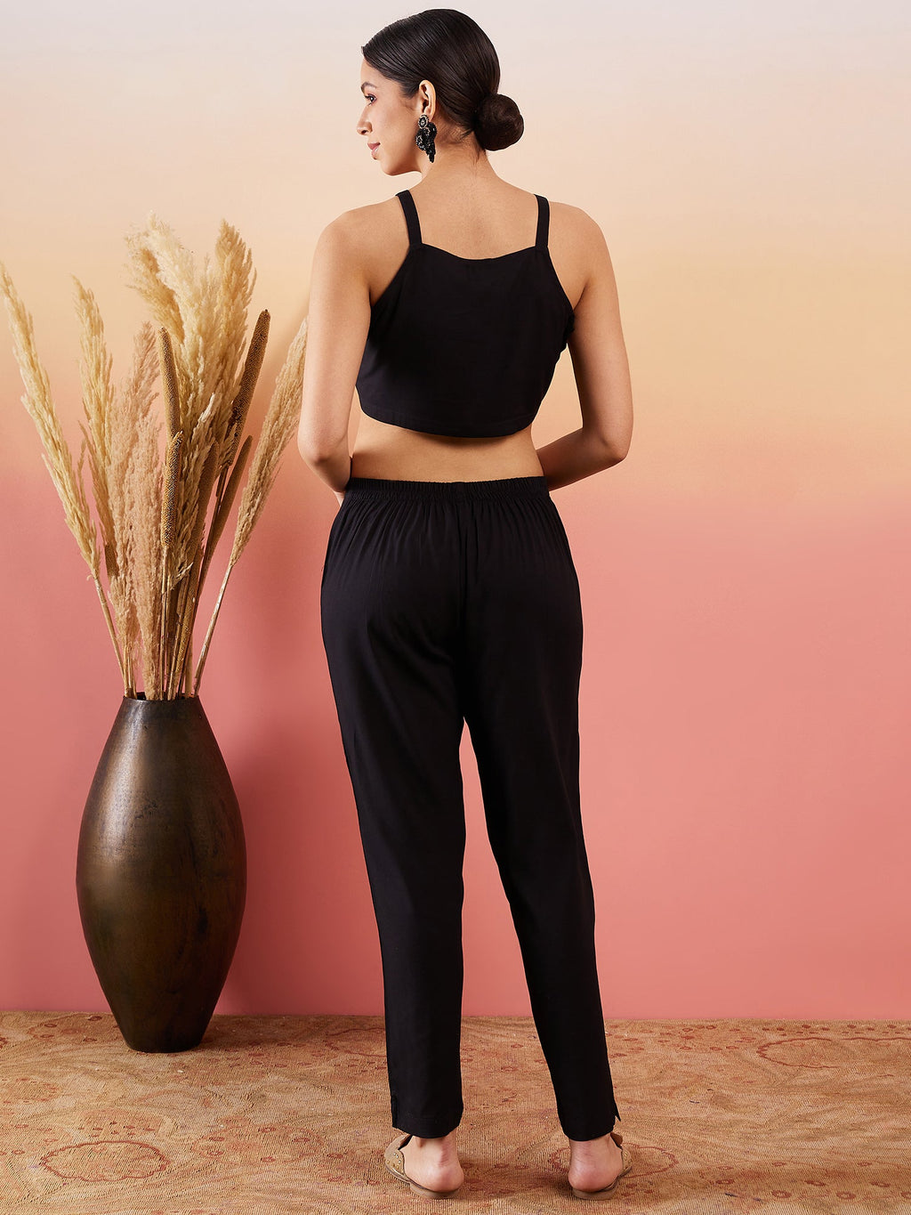 InWeave Black 3 Piece Co Ord Set With Belt | Grocsy
