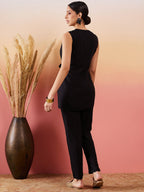InWeave Black 3 Piece Co Ord Set With Belt | Grocsy
