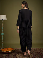 InWeave Black Angrakha Dhoti Co Ord Set | Grocsy