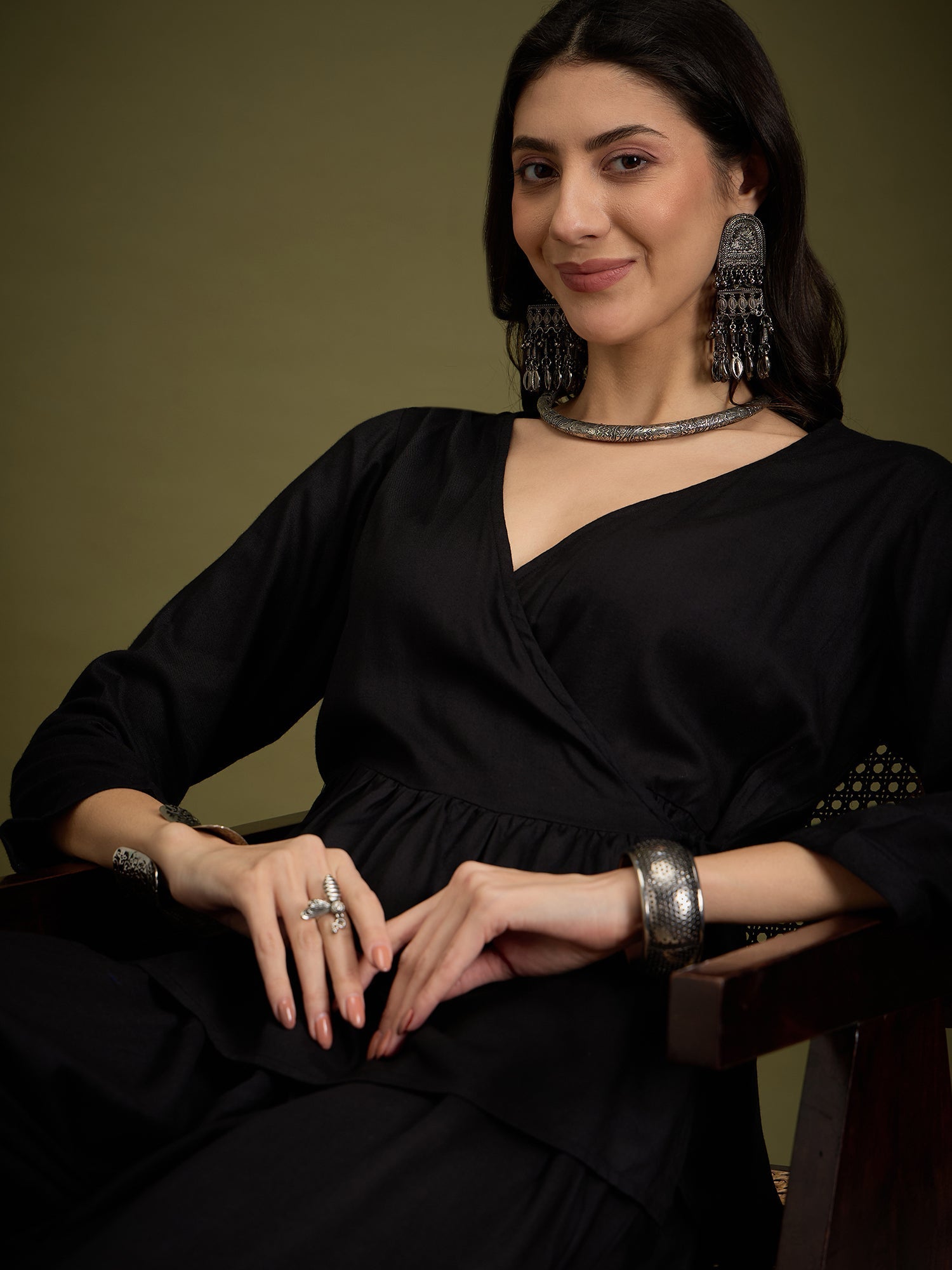 InWeave Black Angrakha Dhoti Co Ord Set | Grocsy