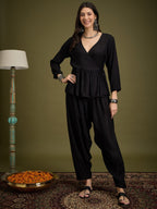 InWeave Black Angrakha Dhoti Co Ord Set | Grocsy