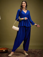 InWeave Ink Blue Angrakha Dhoti Co Ord Set | Grocsy