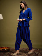 InWeave Ink Blue Angrakha Dhoti Co Ord Set | Grocsy