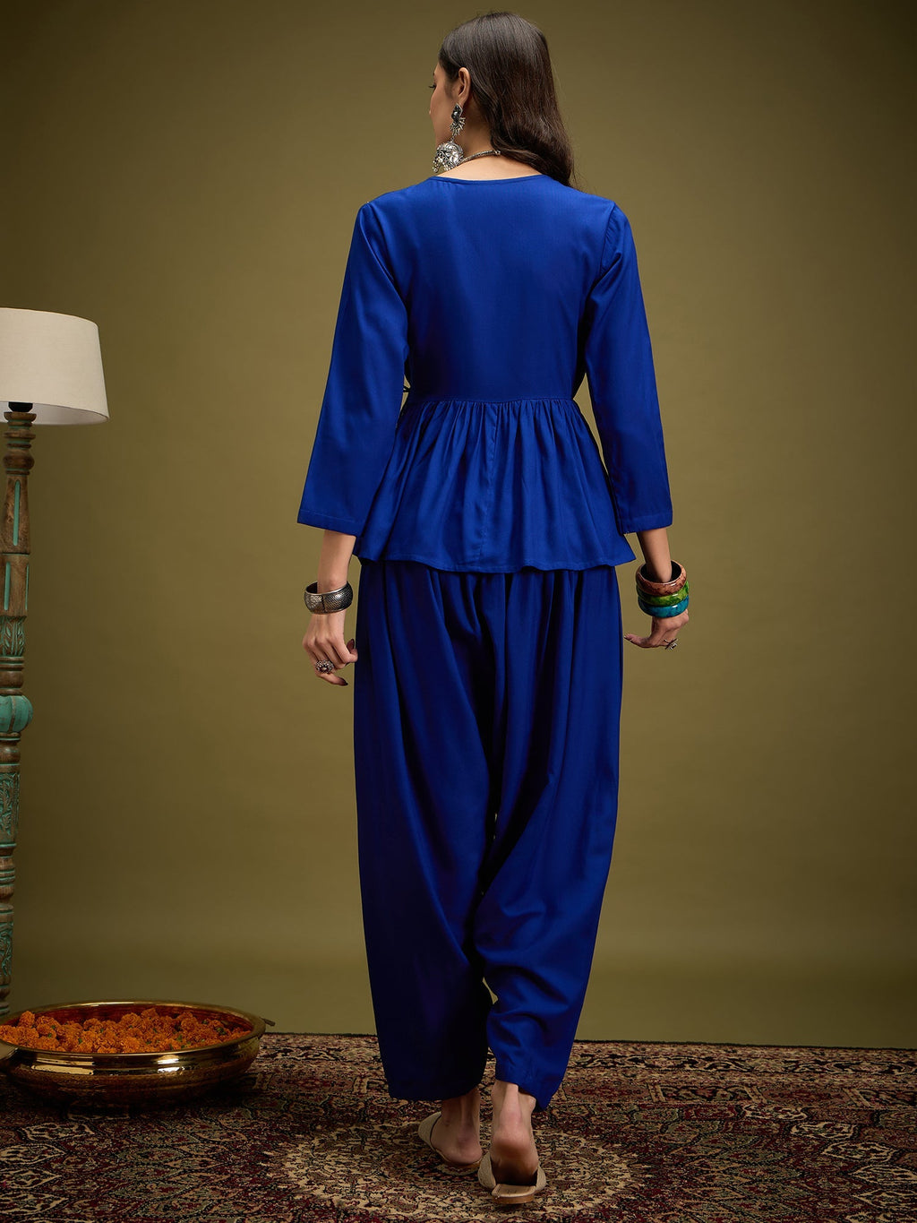 InWeave Ink Blue Angrakha Dhoti Co Ord Set | Grocsy