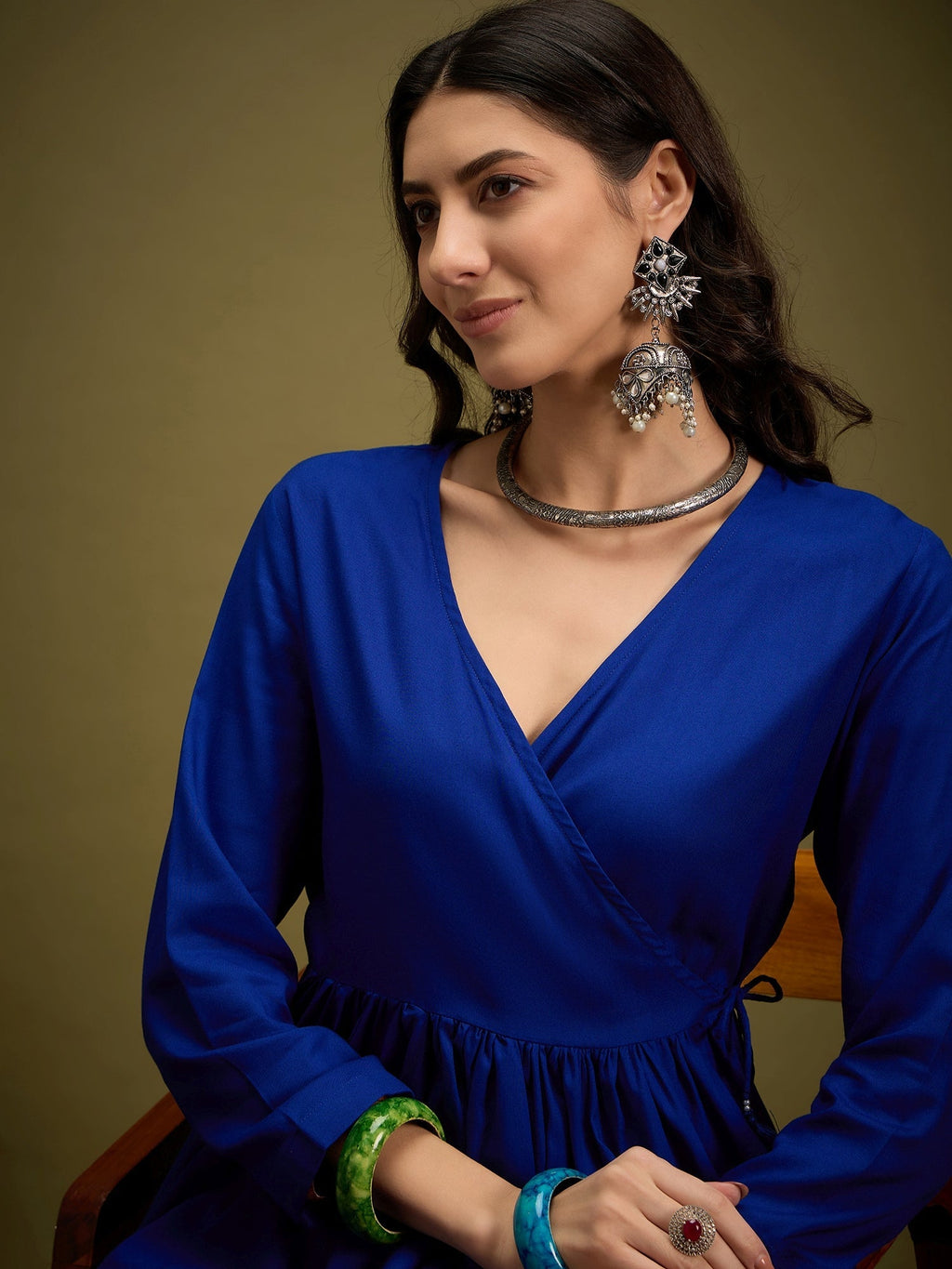 InWeave Ink Blue Angrakha Dhoti Co Ord Set | Grocsy