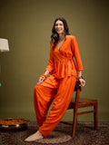 InWeave Orange Angrakha Dhoti Co Ord Set | Grocsy