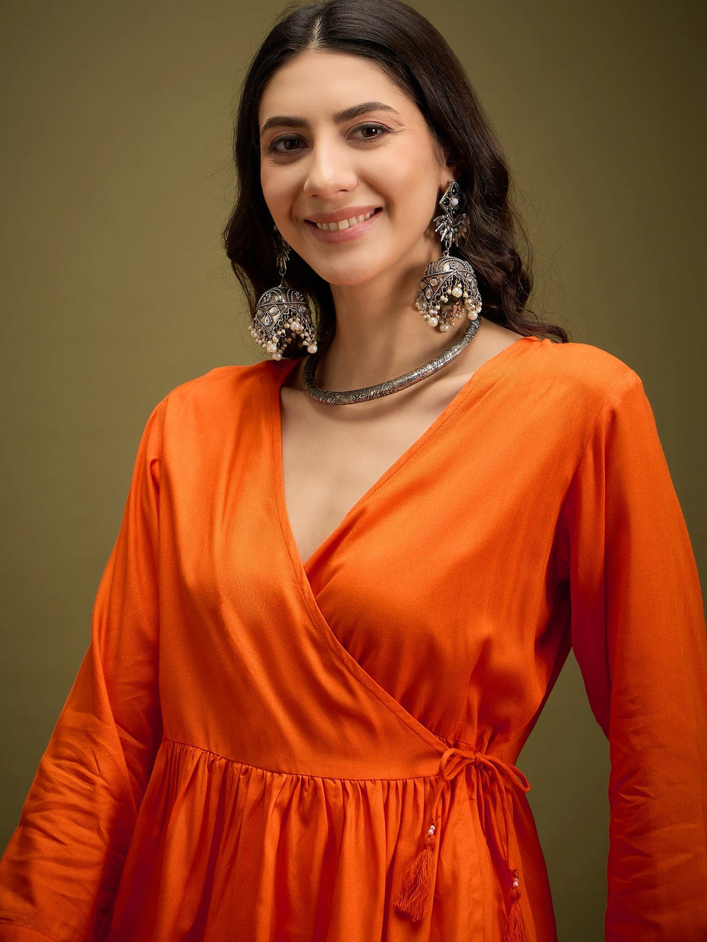 InWeave Orange Angrakha Dhoti Co Ord Set | Grocsy