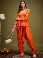 InWeave Orange Angrakha Dhoti Co Ord Set | Grocsy