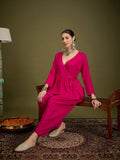InWeave Fuchsia Angrakha Dhoti Co Ord Set | Grocsy