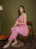 InWeave Pink Small Check Strappy Co Ord Set | Grocsy