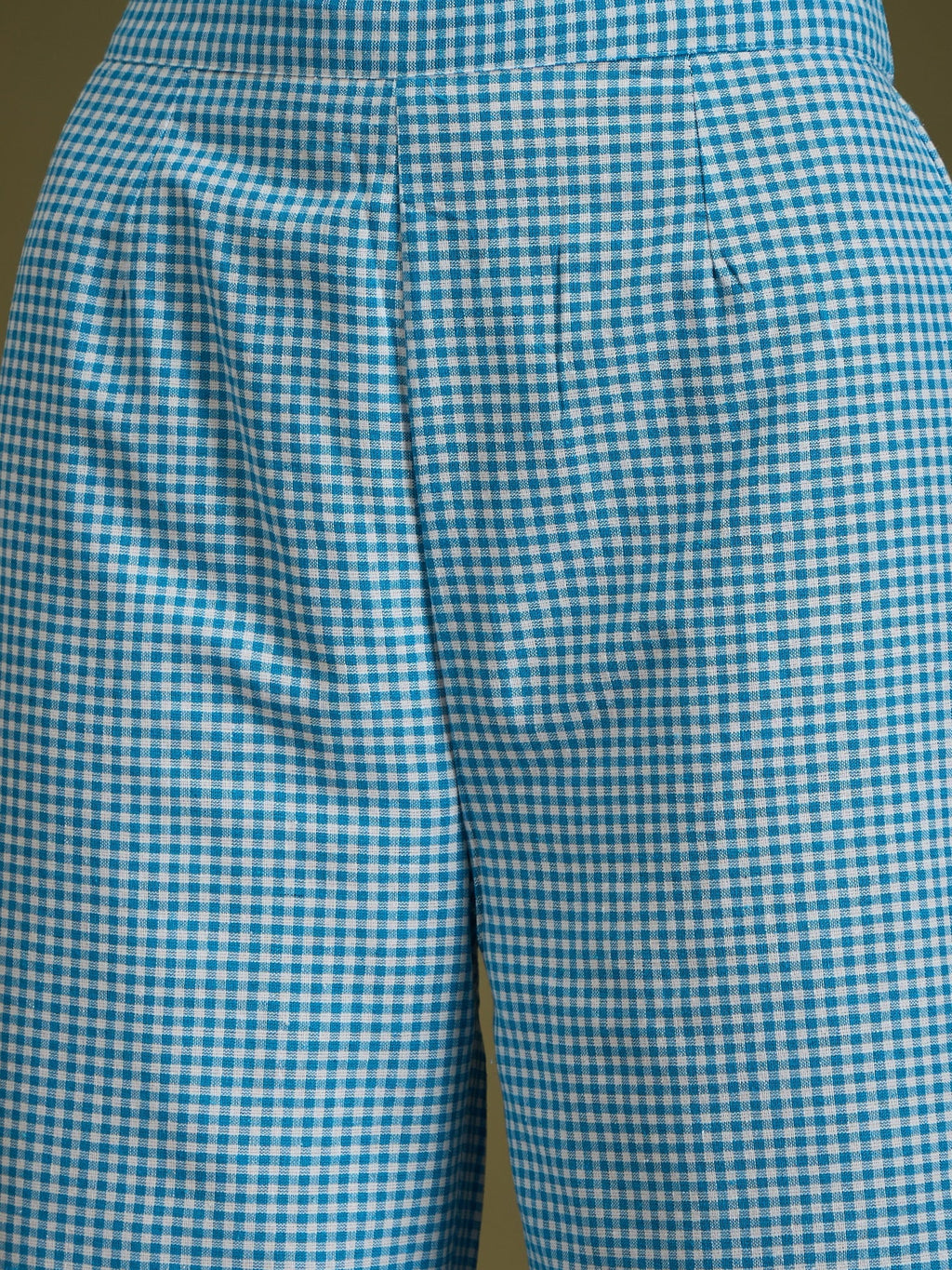InWeave Cyan Blue Small Check Strappy Co Ord Set | Grocsy