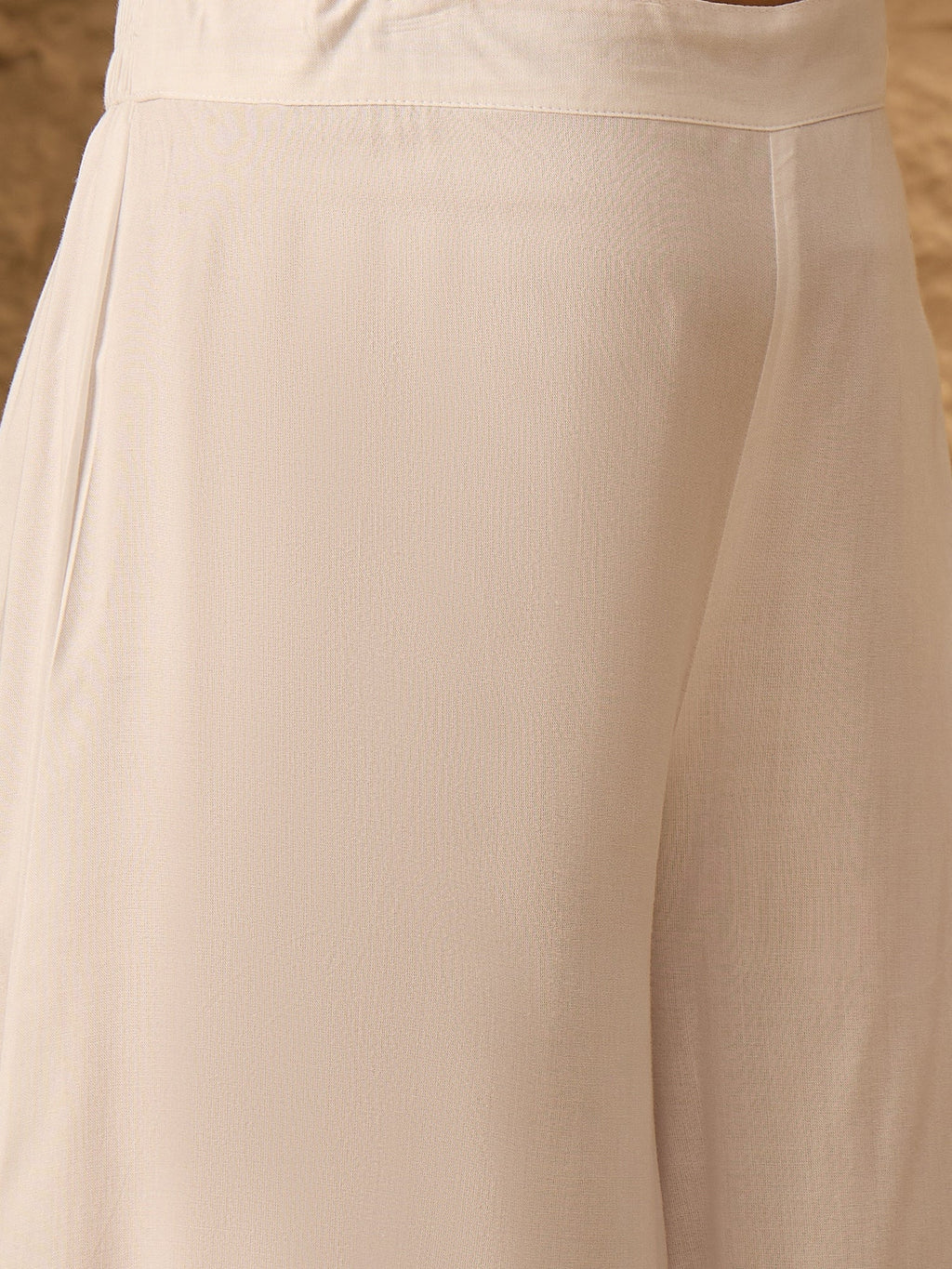 InWeave White Round Neck Short Palazzo Set | Grocsy