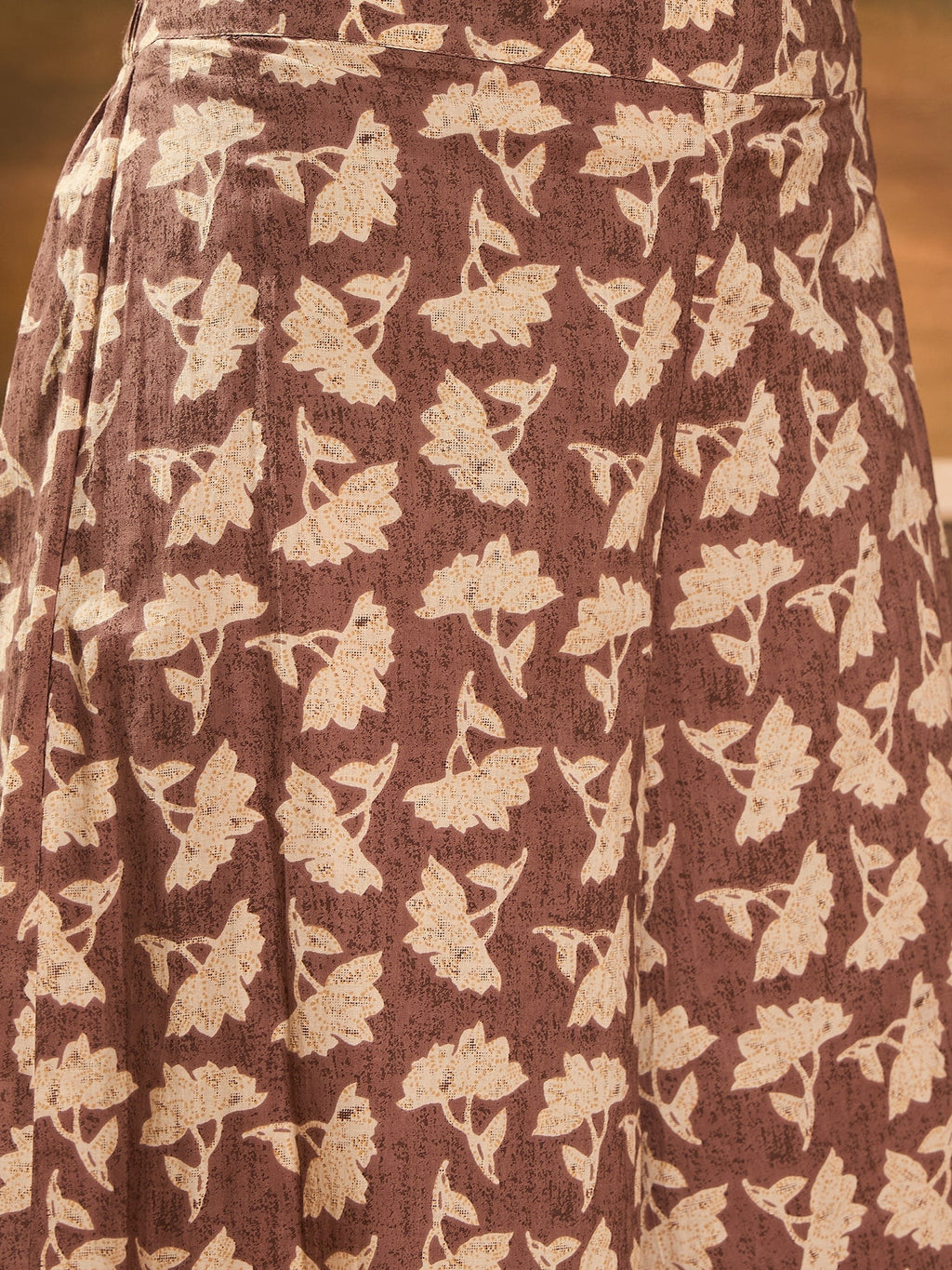 InWeave Light Brown Off White V Neck Flared Kurta Set | Grocsy