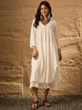 InWeave White Flared Kurta Palazzo Set | Grocsy