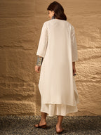 InWeave White Flared Kurta Palazzo Set | Grocsy