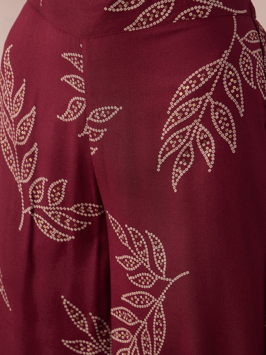 InWeave Dark Maroon Leaf Mandarin Kurta Set | Grocsy