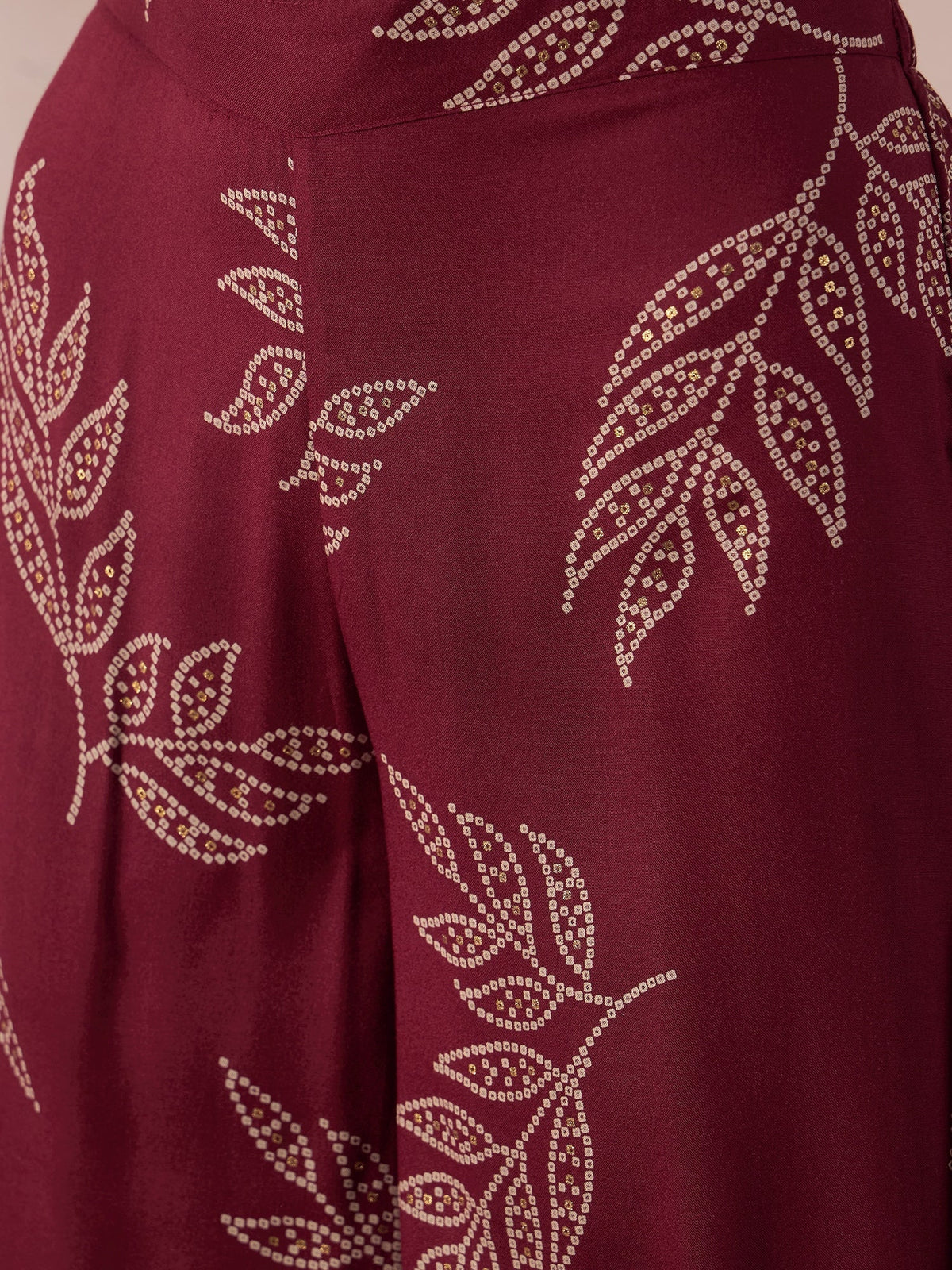InWeave Dark Maroon Leaf Mandarin Kurta Set | Grocsy