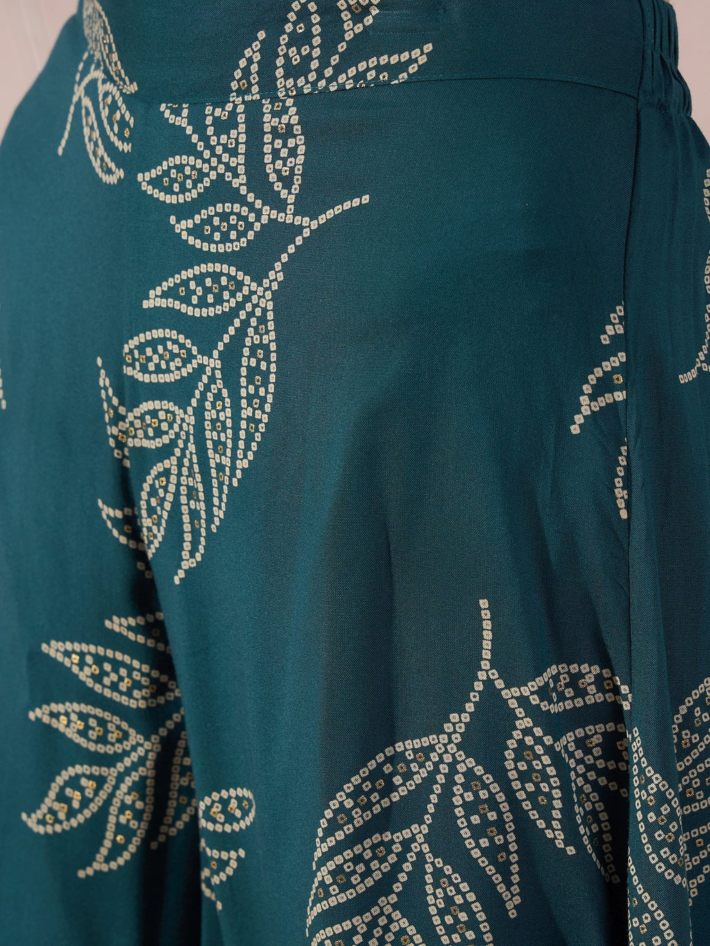 InWeave Dark Teal Leaf Mandarin Kurta Set | Grocsy