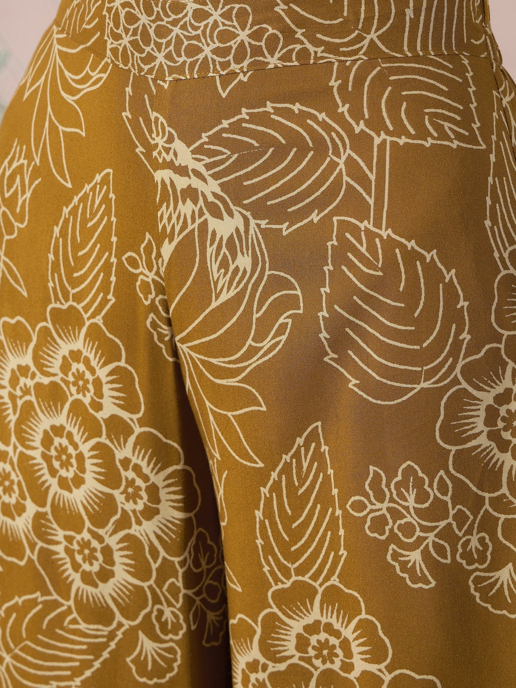 InWeave Dark Yellow Rose Leaf Mandarin Kurta Set | Grocsy