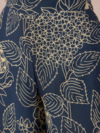 InWeave Peacock Teal Rose Leaf Mandarin Kurta Set | Grocsy