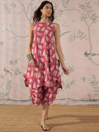 InWeave Punch Pink Beige Kurta Set | Grocsy