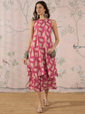 InWeave Punch Pink Beige Kurta Set | Grocsy