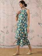 InWeave Marin Teal Beige Kurta Set | Grocsy