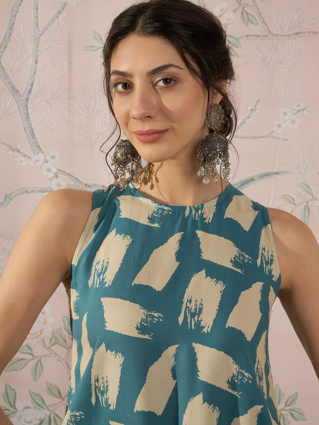 InWeave Marin Teal Beige Kurta Set | Grocsy
