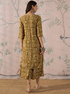 InWeave Dark Yellow Ethnic Flared Kurta Set | Grocsy