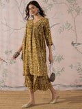 InWeave Dark Yellow Ethnic Flared Kurta Set | Grocsy