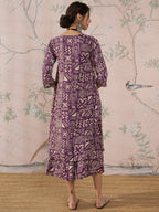 InWeave Dusty Mauve Ethnic Flared Kurta Set | Grocsy