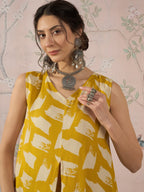 InWeave Honey Yellow Beige Slit Kurta Set | Grocsy